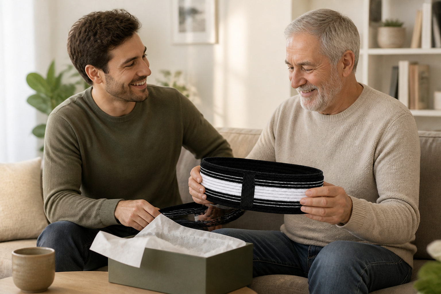 Son giving CoreBelt to his father